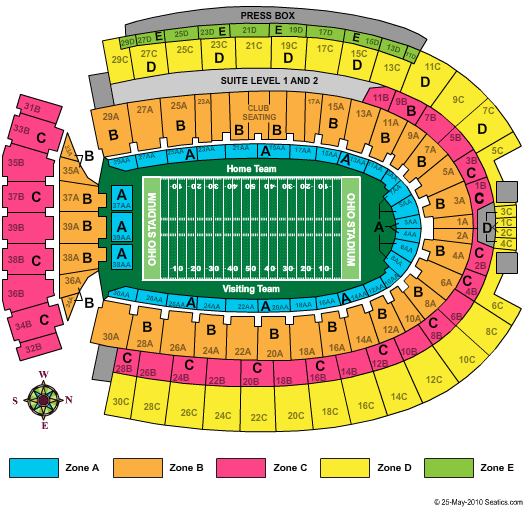 Ohio State Football Stadium Seating Sections Elcho Table